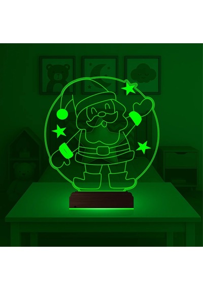 Luvivia Çocuk Odası Noel Baba Yılbaşı Hediyesi 3d Lamba - Masa Gece Lambası Şeffaf