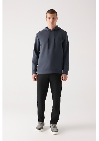 Avva Erkek Antrasit Sweatshirt Kapüşonlu Esnek Yumuşak Doku İnterlok Kumaş Standart Fit Normal Kesim B001101 Antrasit