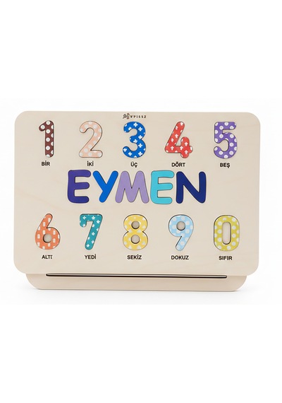 İsimli Ahşap Bebek Puzzle, Eğitici Öğretici Sayılar Motessori Oyuncak Kişiye Özel Hediye Set 1