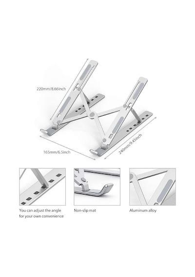 Arabulalaca Apple Uyumlu MacBook Air 13 Inç A3240 M4 2025 Notebook Katlanabilir Taşınabilir Metal Standı Klavye + Stand