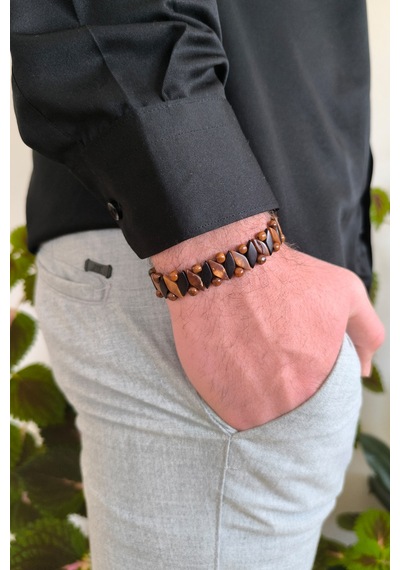 Başak Model Kuka Bileklik Bileğe Ayarlanabilir Unisex Bileklik Bt005 Kahverengi