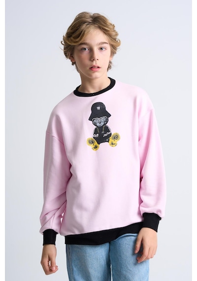 Alexandergardi Alexandergardı Baskılı Bisiklet Yaka Çocuk Sweatshirt Pembe