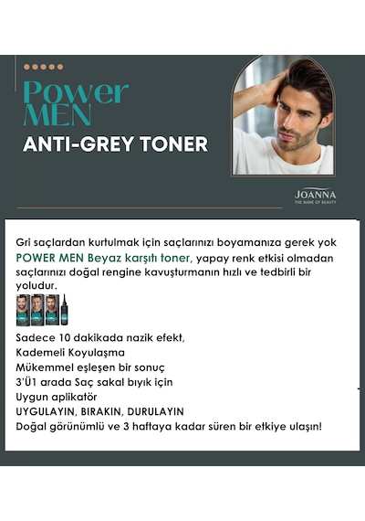 Joanna Power Men Anti-Grey Toner 3'ü 1 Arada Toner 02 Koyu Kahverengi 80 G