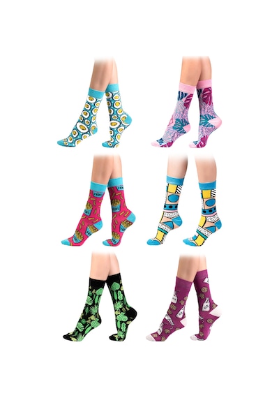 Ozzy Socks  6'lı Organik Pamuklu Dikişsiz Kadın Çok Renkli Desenli Çorap (448387954) Çok Renkli