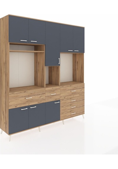 Hyperion Dolap 10 Raflı 6 Çekmeceli 8 Kapaklı 220x44x243 Çam-antrasit/çam Antrasıt/atlas Çam Hyperion Dolap 10 Raflı 6 Çekmeceli 8 Kapaklı 220x44x243 Çam-antrasit/çam Antrasıt/atlas Çam
