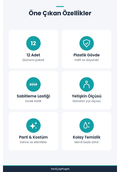 Maske 12'li Paket - Plastik Yetişkin
