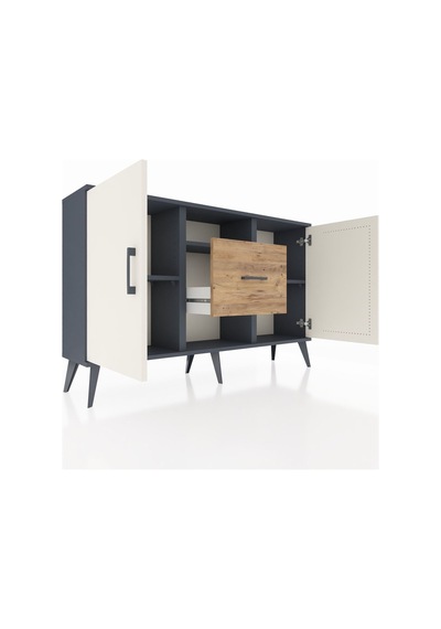 Arges Konsol 3 Raflı Tek Çekmeceli 2 Kapaklı 132x30x83 Antrasit-aytaşı/çam Aytaşı/çam Arges Konsol 3 Raflı Tek Çekmeceli 2 Kapaklı 132x30x83 Antrasit-aytaşı/çam Aytaşı/çam