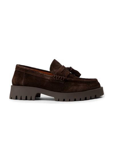 Deery Kadın Hakiki Süet Kahverengi Püsküllü Loafer - 02035zkhvc01 Kahverengi