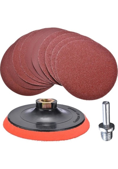 Cırt Zımpara Seti 115 Mm + Matkap Pim Aparatı + Disk Taban 18 Parça Set
