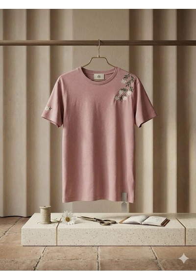 Yubistitch Tshirt Nakış İşlemeli Çiçek 6-Gülkurusu