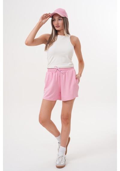 Genius Store Kadın Modal Şort Beli Lastikli Cepli Şort Modal-şort Pembe