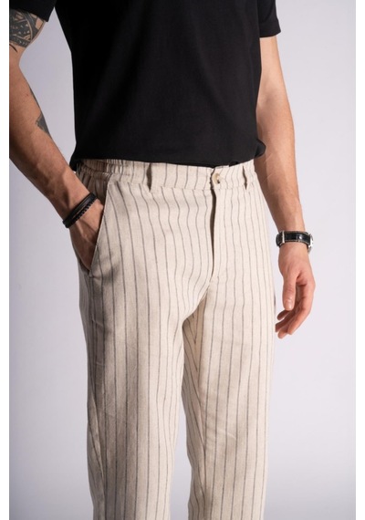 Braccas Beli Yarım Lastikli Slim Fit Chino Çizgili Crop Pantolon Bej Çizgili Bej Çizgili Bej Braccas Beli Yarım Lastikli Slim Fit Chino Çizgili Crop Pantolon Bej Çizgili Bej Çizgili Bej