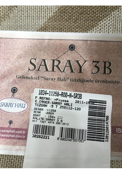 Saray Halı 3B 11258 R Krem 150X230 Bej 4 M2 Halı !