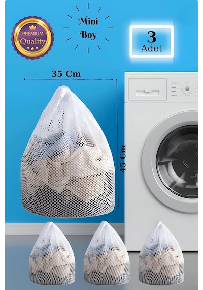 3 Adet Çamaşır Yıkama Filesi Ipli 35x45 Cm Çorap Perde Filesi Tr Diğer