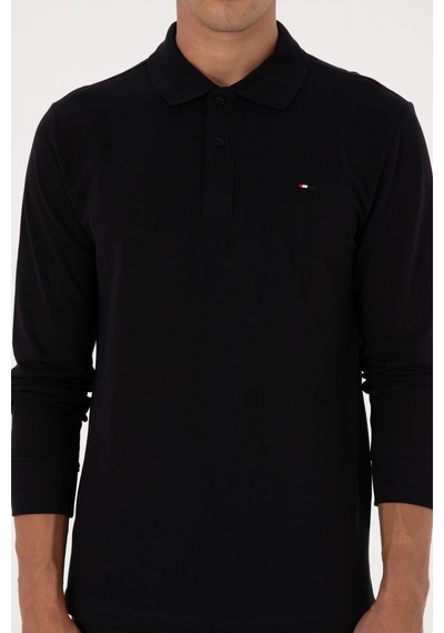 U.S. Polo Assn. Erkek Regular Fit Polo Yaka Siyah Basic Sweatshirt 50315941-VR046