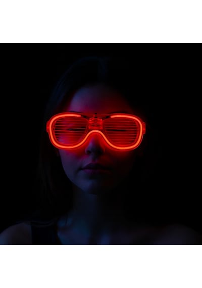 Bezos Kırmızı Led Işıklı Parti Gözlüğü - Neon Glow Şerit Gözlük 3 Modlu