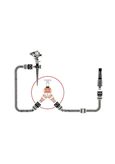 Daye Dy8002l Çift Çıkışlı Vanalı Musluk Adaptörü 3/4" - 1" 3/4 - 1 İnç Uyumlu