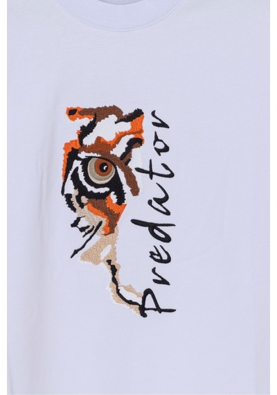 Wild Wood Garment Wild Wood "predator" Tiger Eye Streetwear Premium Kalite Oversize T-shirt Beyaz