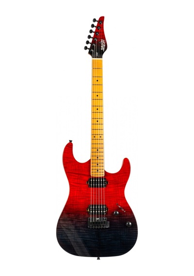 Jet Js-1000 Vulcano Hh Elektro Gitar Flamed Transparent Red
