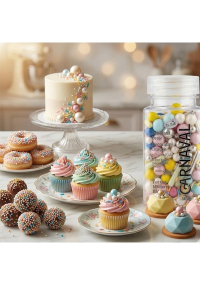 Sarı & Gümüş Karışık Süsleme Şekeri 100 Gr N:10 Pasta Ve Tatlı Dekor Şekeri