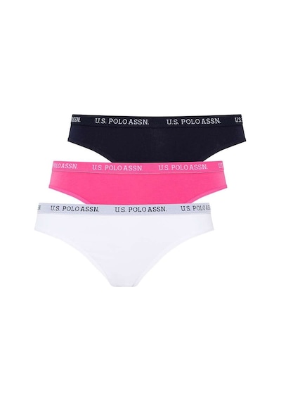 U.S. Polo Assn. Kadın Lacivert - Fuşya - Beyaz 3 Lü Slip 66119 Lacivert - Fuşya - Beyaz