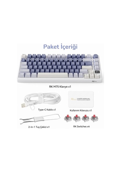 Royal Kludge Rk M75 Tri-mode Oled Screen %75 Mekanik Oyuncu Klavyesi