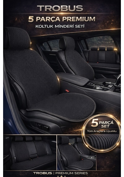 Premium Series Universal Ön Ve Arka Oturak 5 Parça Koltuk Minder Seti Siyah