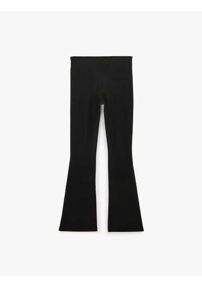 Koton Bürümcük Kumaş Slim Fit İspanyol Paça Tayt Pantolon Siyah 6sal40087ık