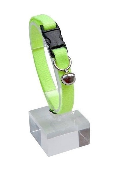 Toptan 10 Adet Neon Sarı Zilli Ayarlanabilir Kedi Boyun Tasması 22-30 Cm-21504