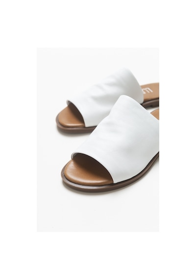 Luvishoes Clau Beyaz Kadın Deri Terlik Beyaz