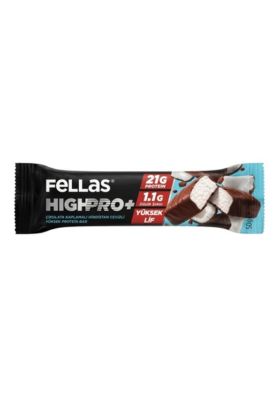 Fellas Çikolatalı Kaplamalı Hindistan Cevizli Highpro Protein Bar 50 G - 7 Adet Tarı