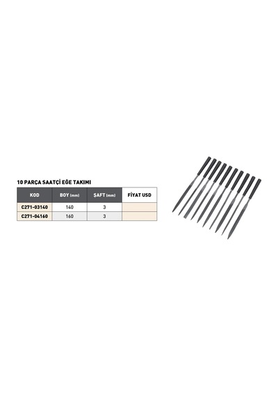 Fett 160mm Pld 10 Parça Saatçi Eğe Takımı