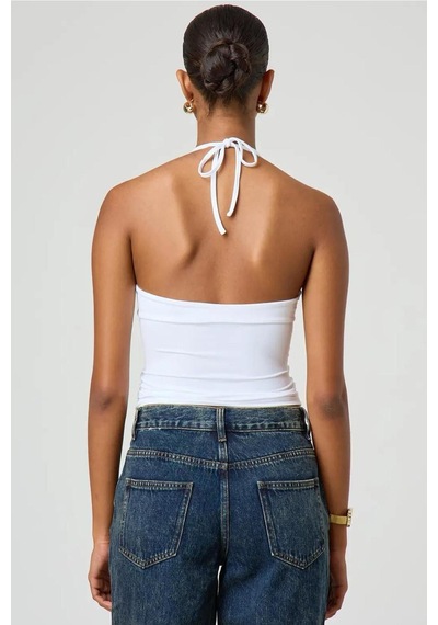 Seeh Beyaz Boynu Bağlamalı Body Sh223