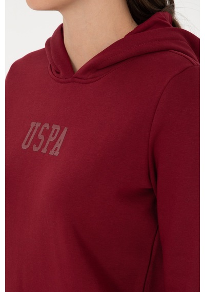 U.S. Polo Assn. Kadın Bordo Basic Kapüşonlu Sweatshirt 50289536-VR014