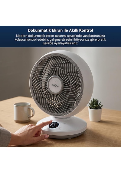 Sf-7702 Sessiz Masaüstü Vantilatör Kumandalı 1.5 Mt Kablolu Mini Fan Otomatik Salınımlı Aroma Hazneli Beyaz Dijital Çok Renkli