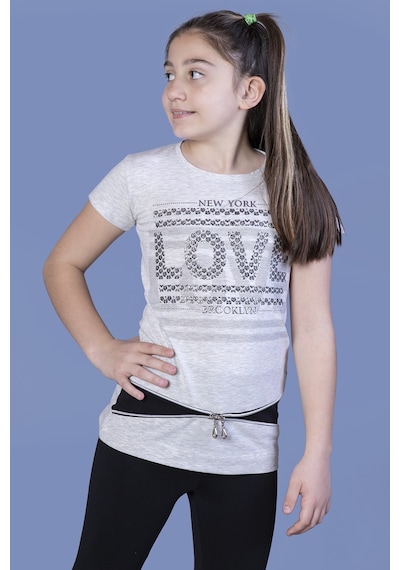 Toontoy Kids Toontoy Kız Çocuk T-shirt Love Varak Baskı Bej