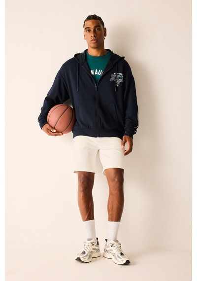 Defacto Nba Mılwaukee Bucks Oversıze Kapüşonlu Cepli Fermuarlı Sweatshirt Hırka H7762ax26aunv253 Lacivert-nv253
