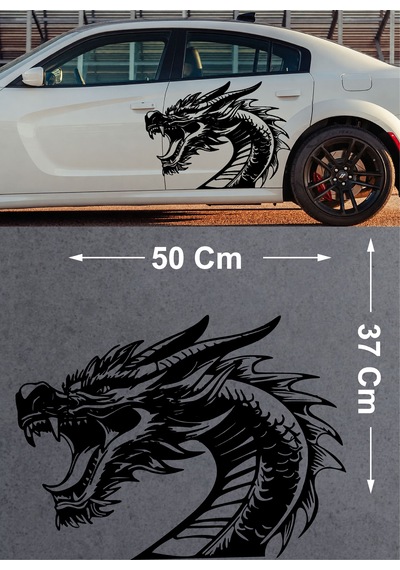 Ejderha Dragon Sticker - Araba Oto Motosiklet Cam Karavan Araç Sticker - 00236 50x37 Cm
