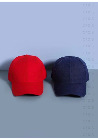 Caxis Spor Şapka Unisex 2 Adet Arkası Cırtlı Ayarlanabilir Kırmızı - Lacivert