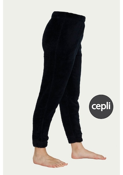 Cepli Lüx Pofuduk Polar Kışlık Pijama Altı Pofcepli Lacivert