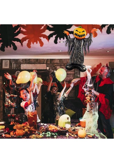 Halloween Ayaklı Balkabağı Korkuluk Folyo Balon 115x90 Cm