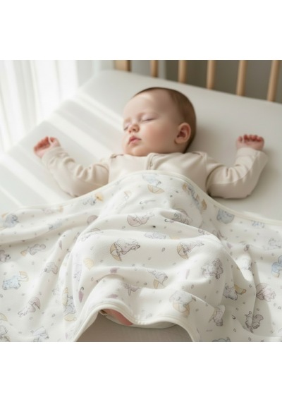 Unisex Yenidoğan Bebek %100 Pamuk Fil Temalı Battaniye Renkli
