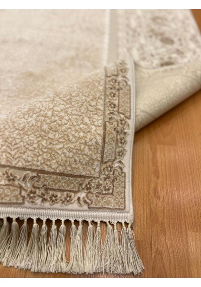 Floral Madalyon 160 X 230 Yün Halı Bej