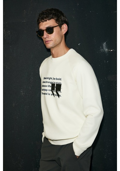 Lufian 112030174 Shadow Erkek Sweatshirt Beyaz