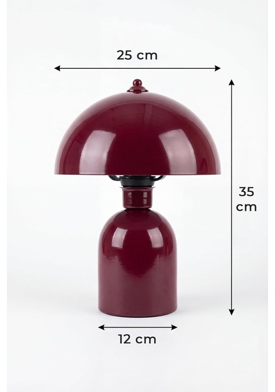 Luna Abajur, Bohem Masa Lambası Ve Salon Oturma Odası Aydınlatması - Bordo - 25 Cm Modern Dekoratif Masa Lambas