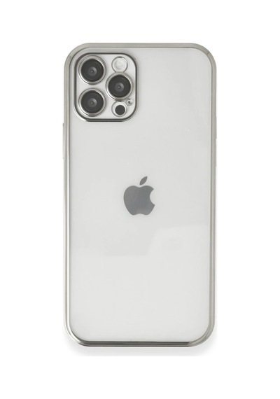 Apple Apple Uyumlu iPhone 12 Pro Kılıf Razer Lensli Silikon - Gümüş