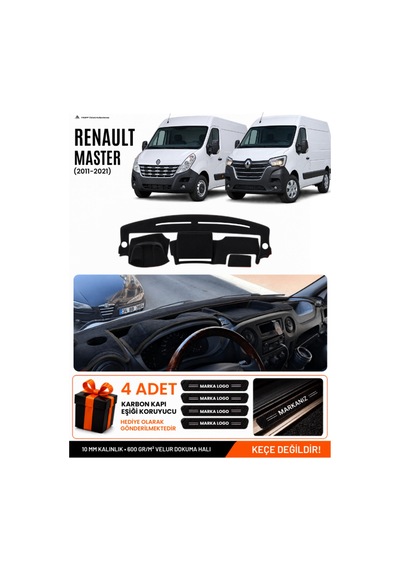 Renault Master 2011-2021 Uyumlu Torpido Koruma, Torpido Örtüsü, Torpido Kılıfı - Siyah