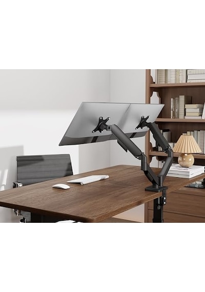 Voltix 17" - 35" Ekranlar İçin, Her Kol 9kg Taşıma Kapasiteli, Vesa Uyumlu, Çift Kol Amortisörlü Monitör Kolu, 2li Monitör Kolu A.Ağaç