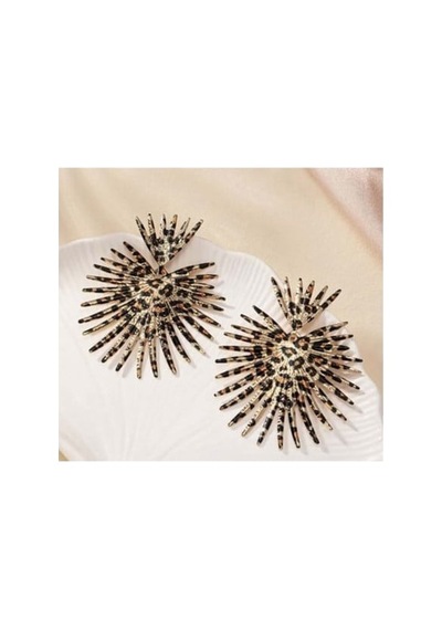 Leopar Desenli Dikenli Tasarım Küpe Retro Büyük Statement Küpe Çok Renkli