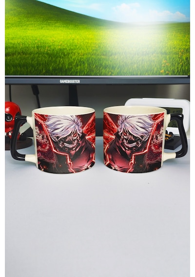 Tokyo Ghoul Anime Baskılı Seramik Lüks Kupa 1 Adet Özel Siyah Kulp Dalga Kulp V5d Çok Renkli